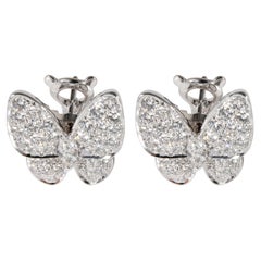 Van Cleef & Arpels Two Butterfly Diamond Earrings in 18k White Gold 1.67 CTW