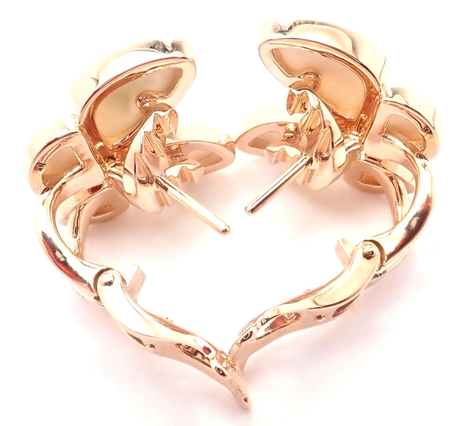 Van Cleef & Arpels Two Butterfly Diamond Mother of Pearl Rose Gold Earrings 3