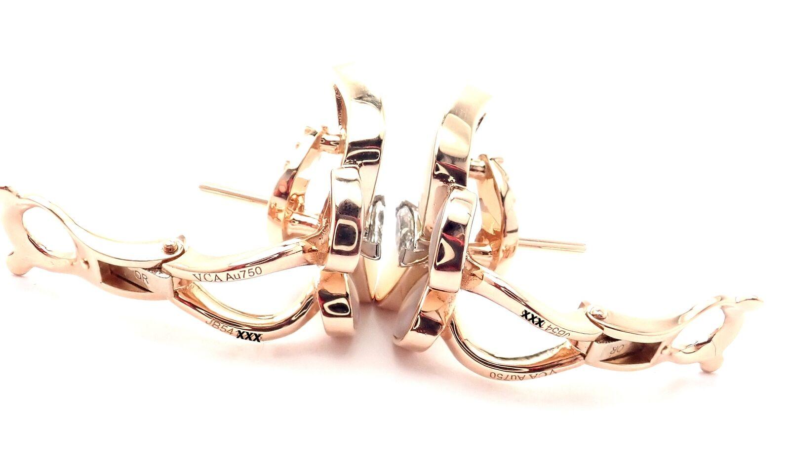 Van Cleef & Arpels Two Butterfly Diamond Mother of Pearl Rose Gold Earrings 1