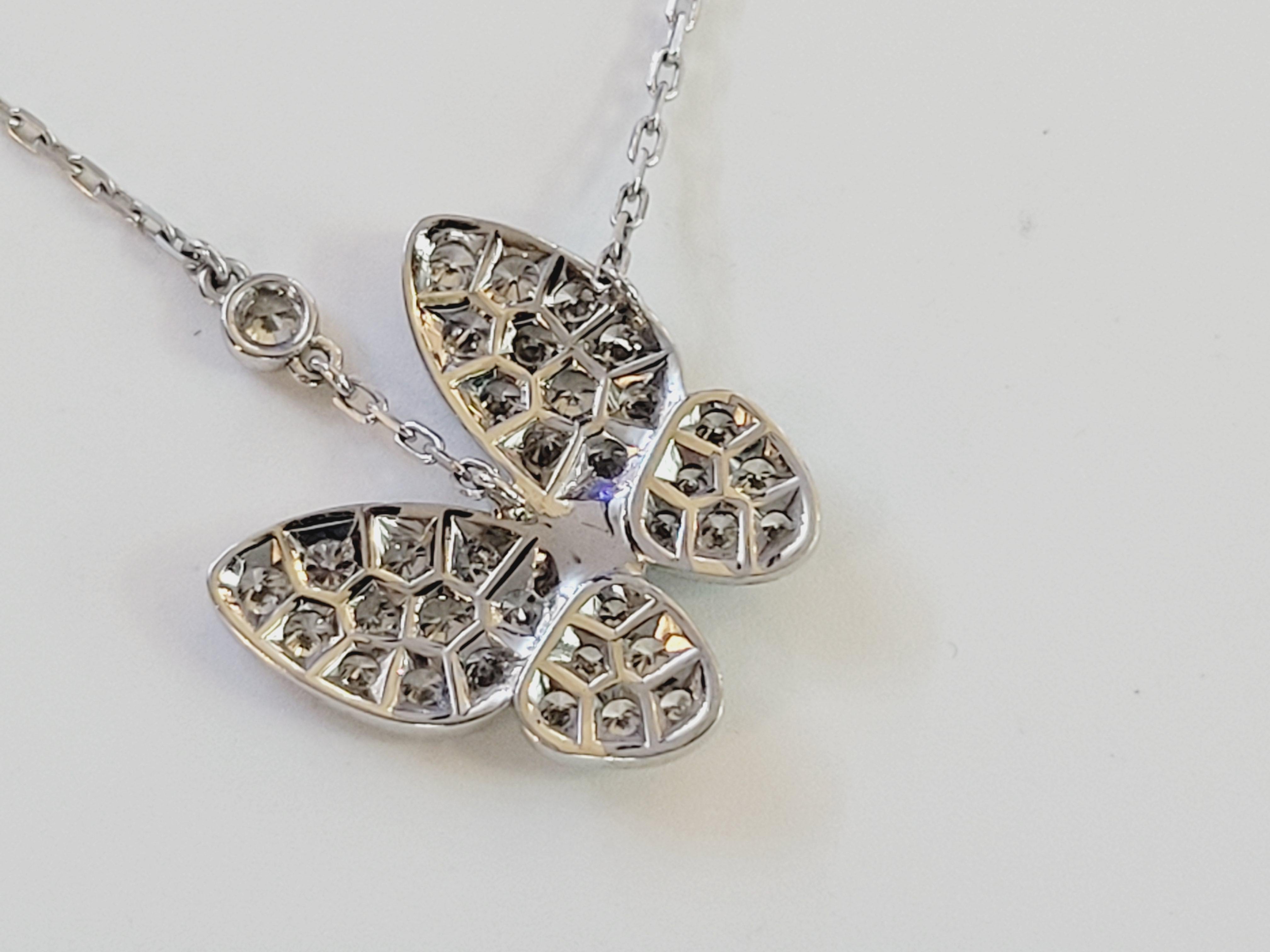 Van Cleef & Arpels Two Butterfly Diamond Necklace In Excellent Condition In New York, NY