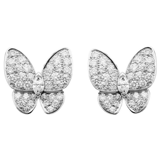 Van Cleef & Arpels Two Butterfly Diamond Stud Earrings