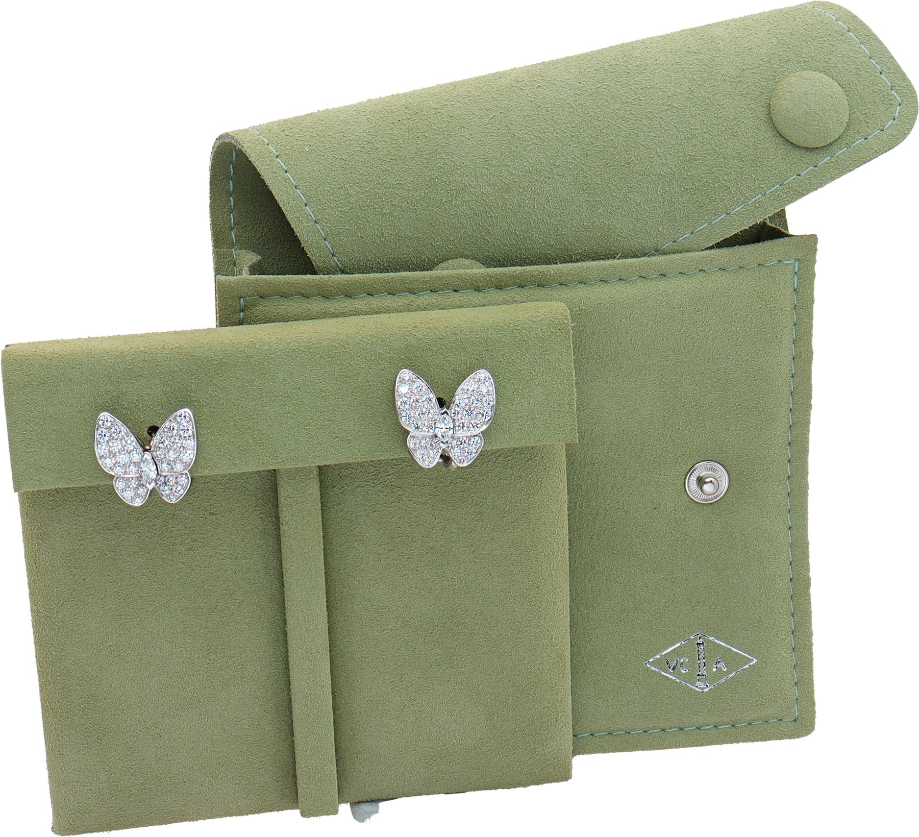 Van Cleef & Arpels Two Butterfly Diamond White Gold Earrings 1