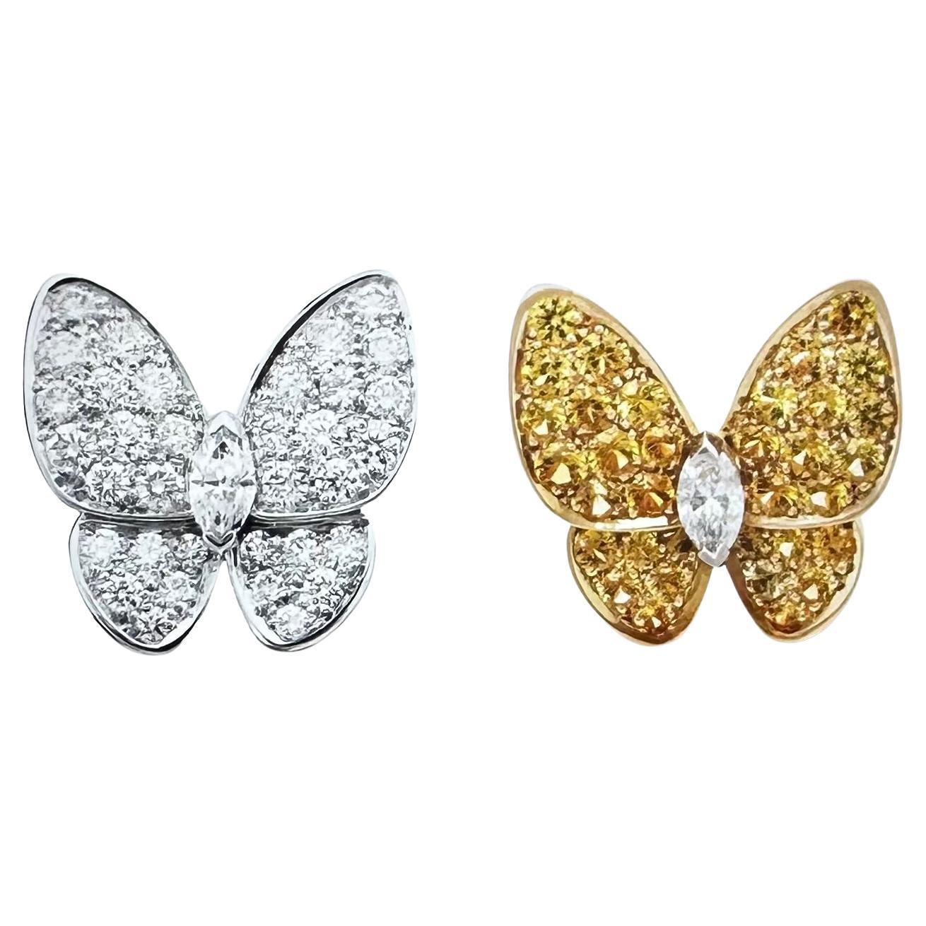 Van Cleef & Arpels Two Butterfly Earrings 