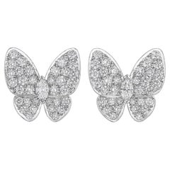 Pendientes Van Cleef & Arpels Dos Mariposas de Oro de 18 K Diamante redondo talla marquesa