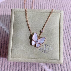Van Cleef & Arpels Two Butterfly Necklace 18K rose gold mother-of-pearl Diamond