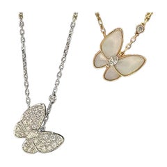 Van Cleef & Arpels Two Butterfly Pendant 18k Rose Gold Mother of Pearl