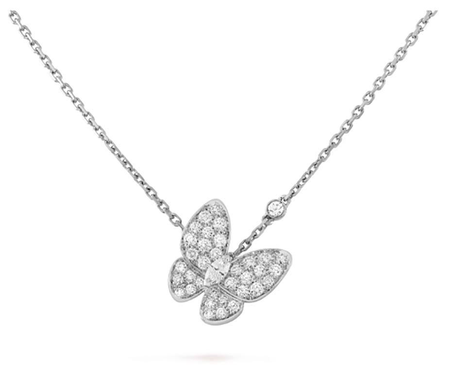 VAN CLEEF & ARPELS PRICE: $17,000.00 + TAX           BRILLIANCE PRICE: $13,800.00


Designer: Van Cleef & Arpels

Collection: Two Butterfly

Style: Pendant Necklace

Metal: White Gold

Metal Purity: 18k

Stones: Diamonds, 36 stones, 0.88 carat