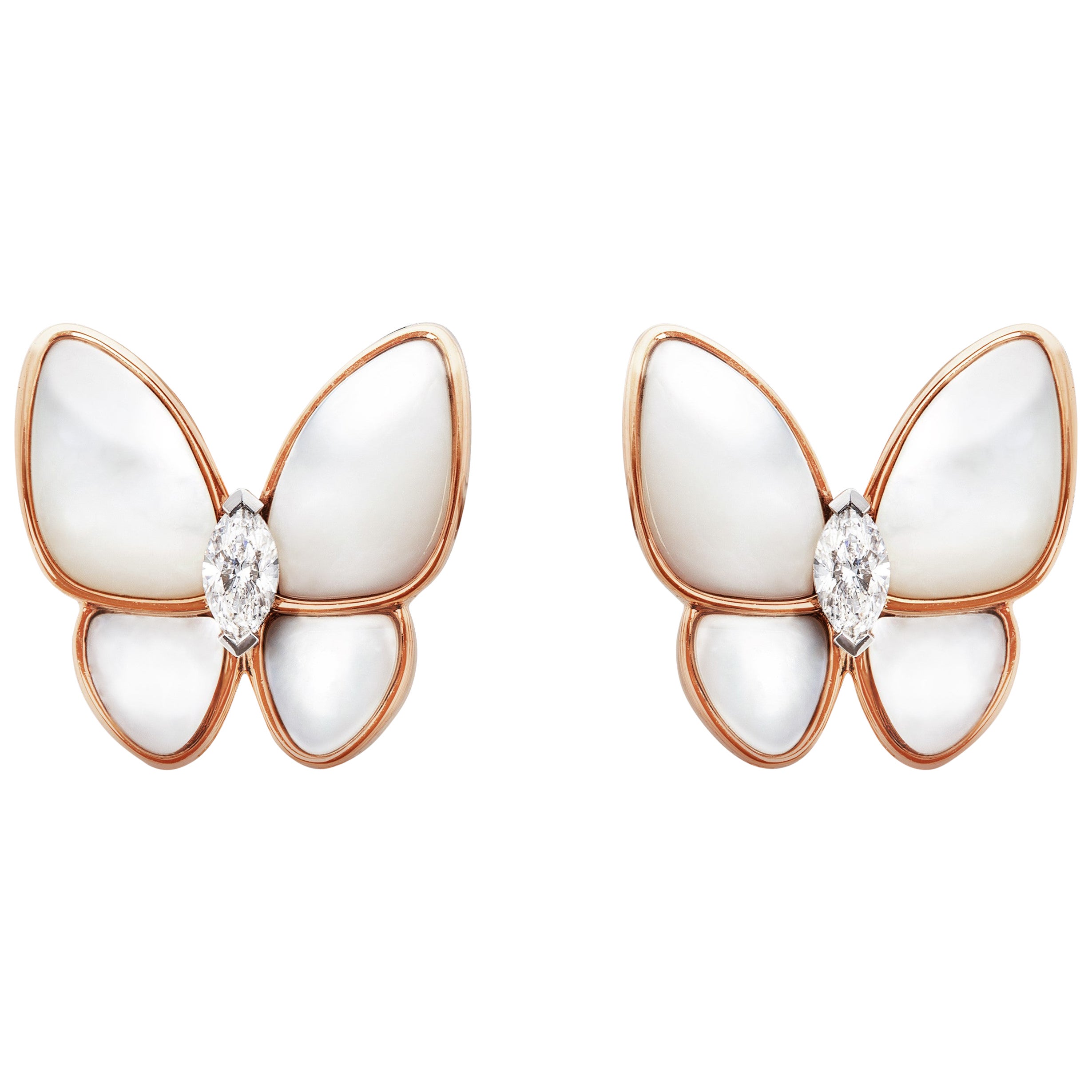 Van Cleef & Arpels Ohrringe aus Roségold mit Schmetterlingsmotiv und Marquiseschliff-Diamanten