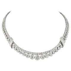 Van Cleef & Arpels Two-Row Diamond Riviera Necklace, 37.41 cts in Platinum