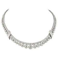 Van Cleef & Arpels Two-Row Diamond Riviera Necklace, 37.41 cts in Platinum