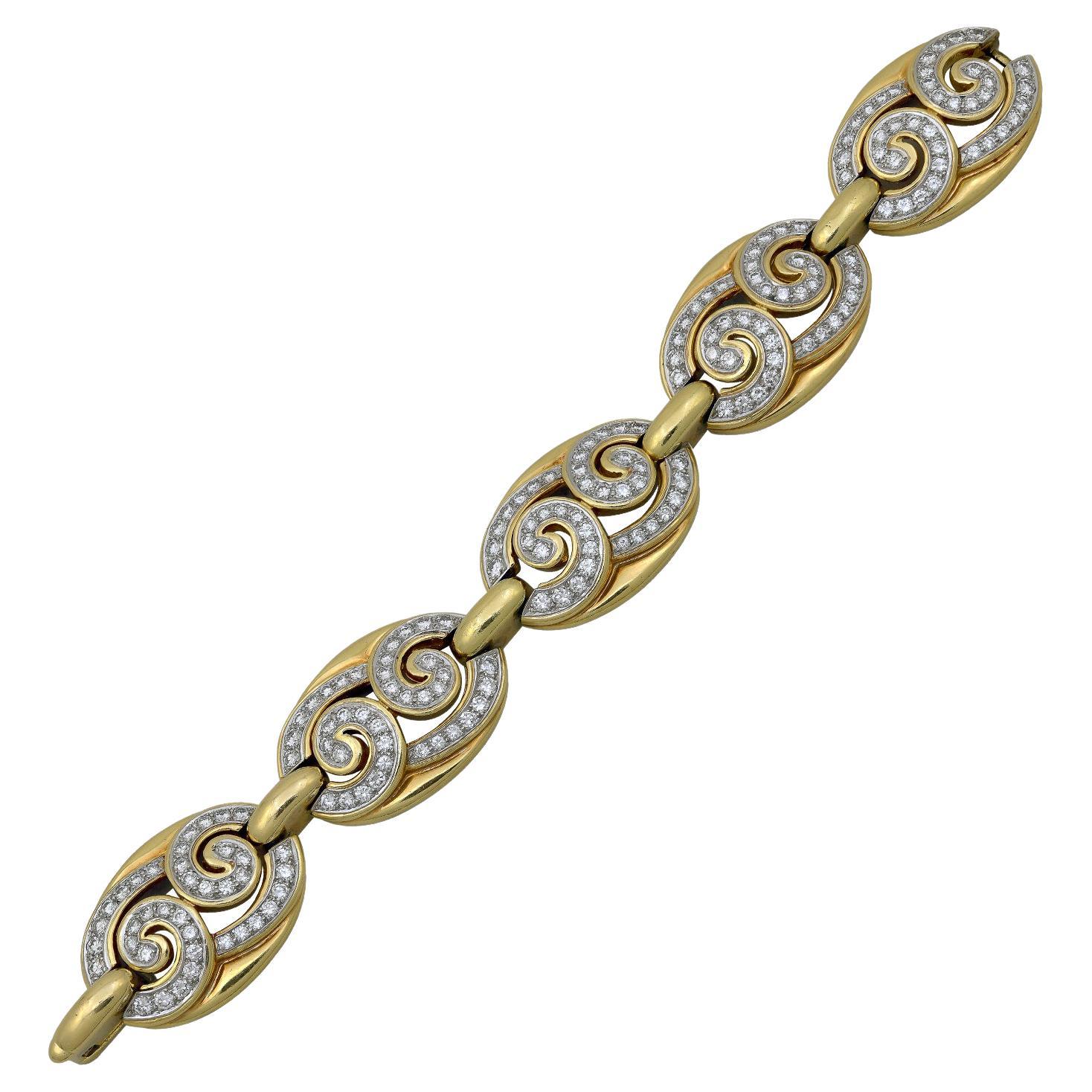 Van Cleef & Arpels Vintage 1970s Diamond Gold Cloud Bracelet
