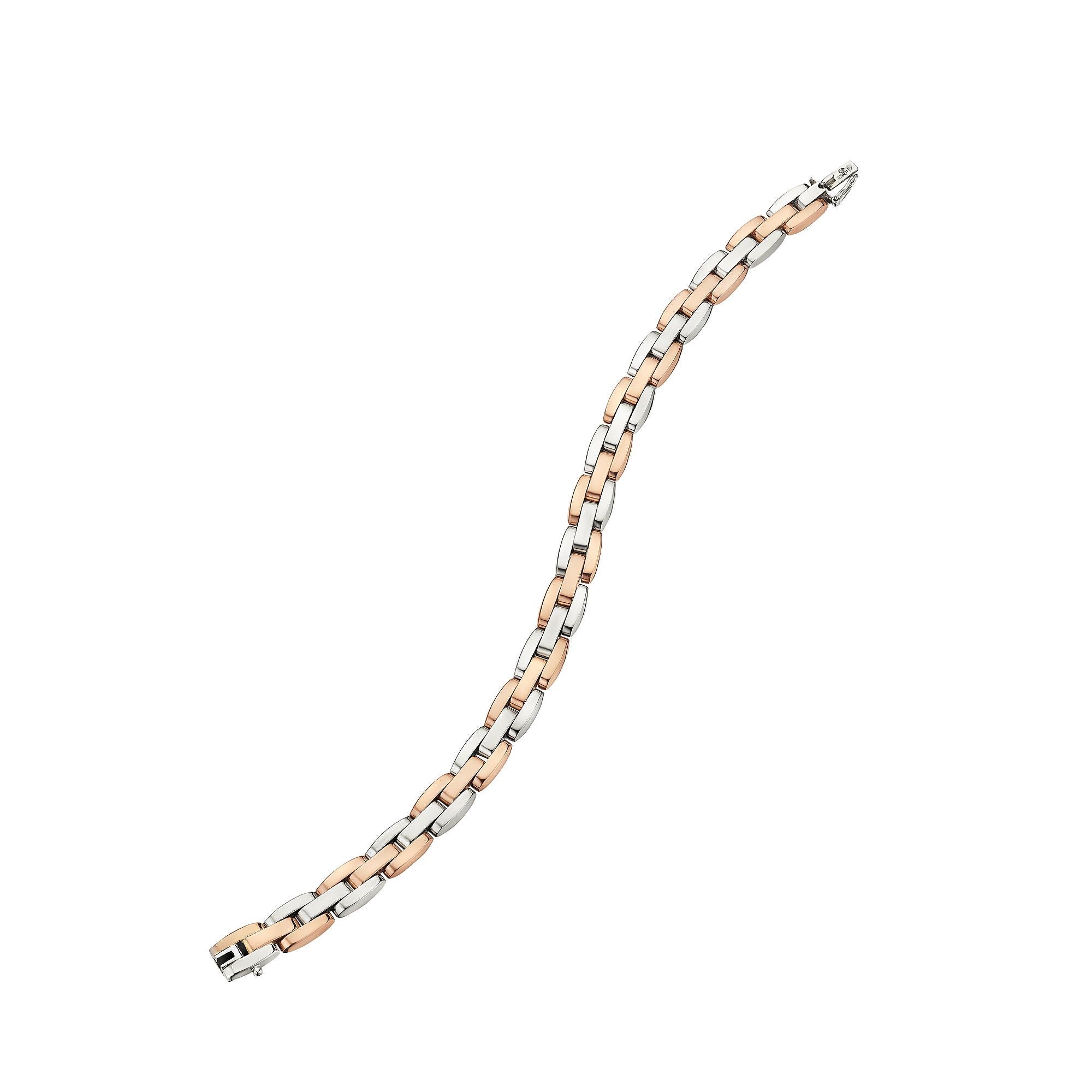 Van Cleef & Arpels Two Tone White Rose Gold Link Bracelet In Excellent Condition For Sale In Greenwich, CT