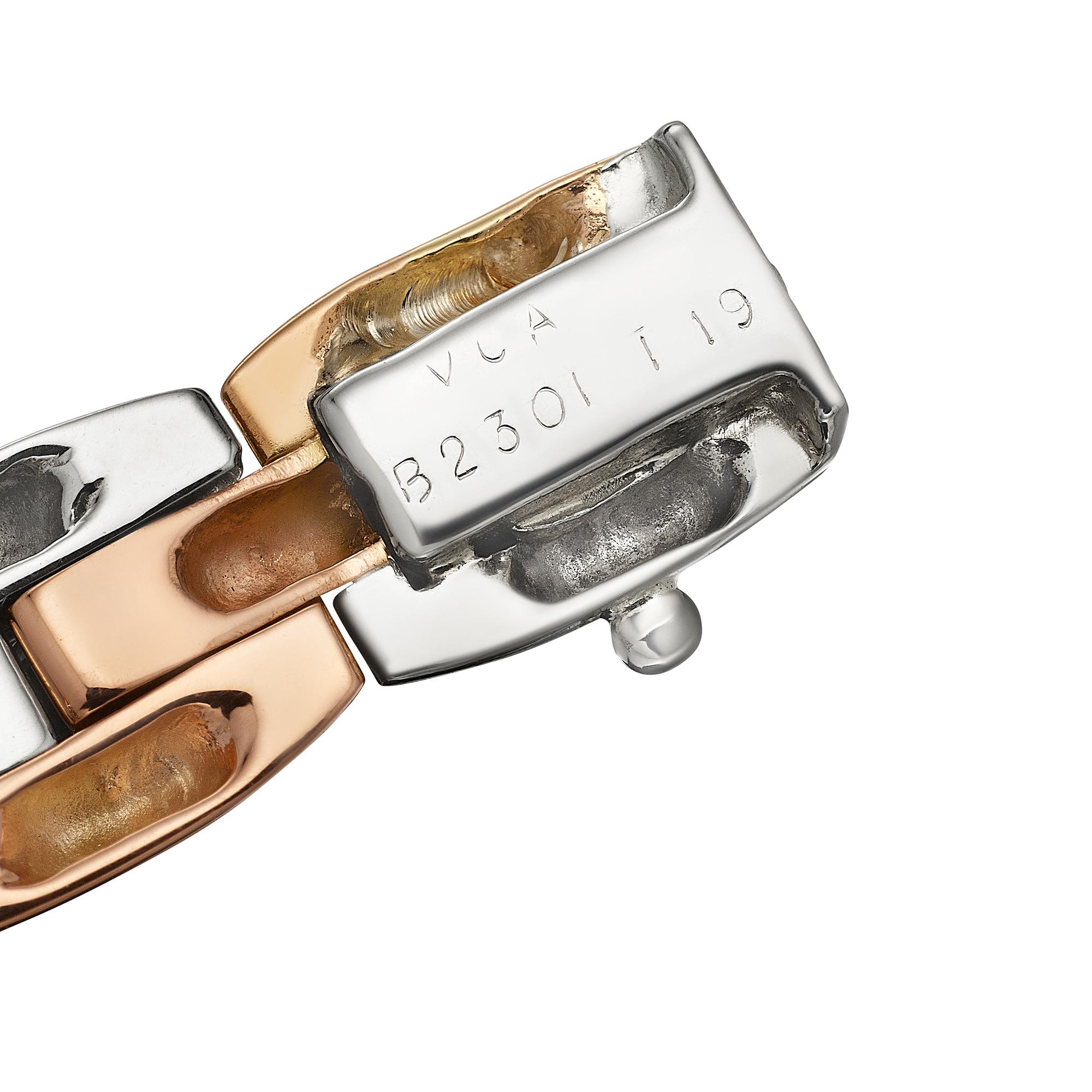 Women's or Men's Van Cleef & Arpels Two Tone White Rose Gold Link Bracelet For Sale