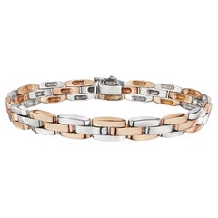 Van Cleef & Arpels Two Tone White Rose Gold Link Bracelet