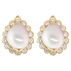 Van Cleef & Arpels Unheated Pearls & Diamonds Earrings GIA Report 18KYG