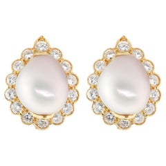 Van Cleef & Arpels Pearls & Diamonds Earrings GIA Report 18KYG