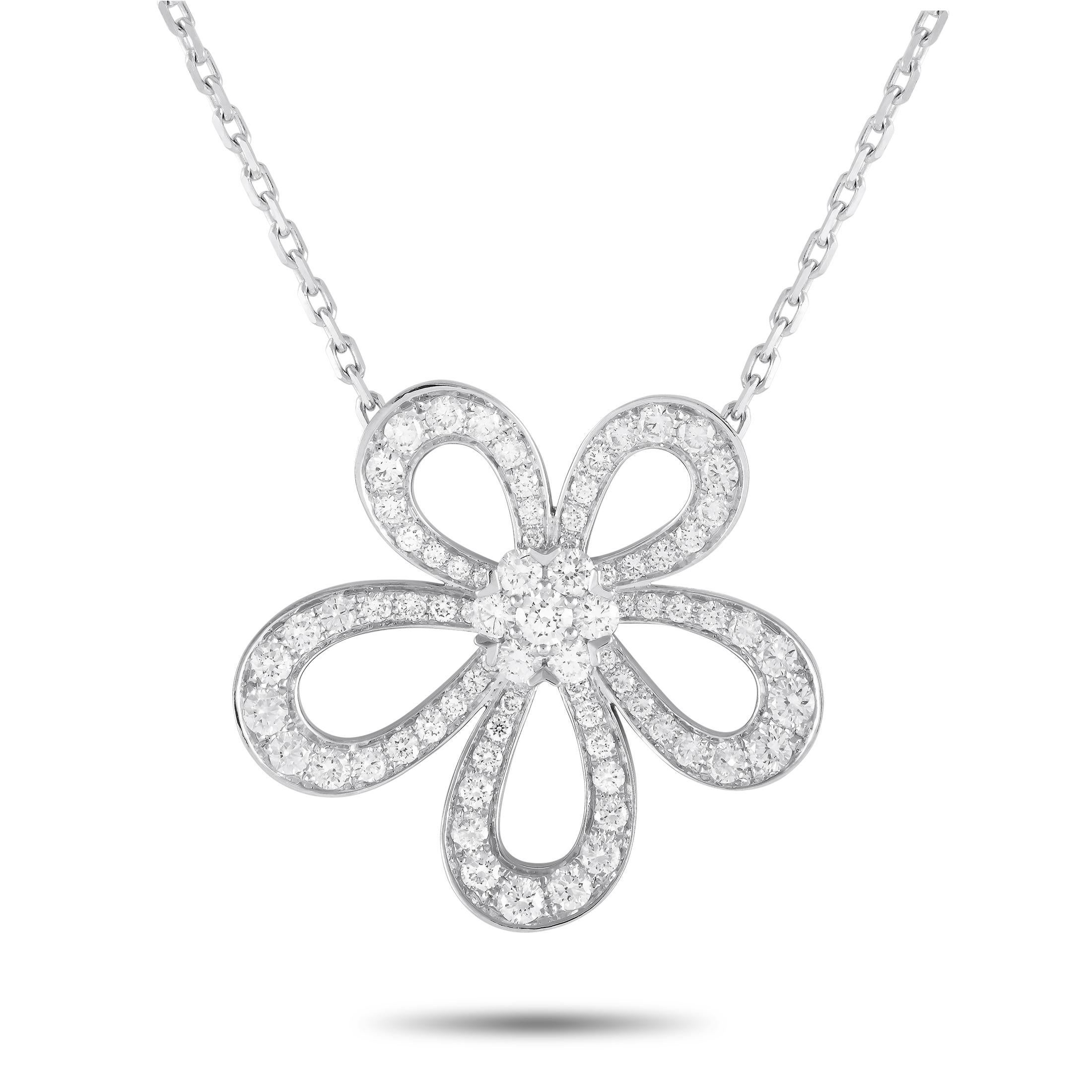 Van Cleef & Arpels Van Cleef & Arpels 18K White Gold 2.37ct Diamond Necklace In Excellent Condition For Sale In Southampton, PA