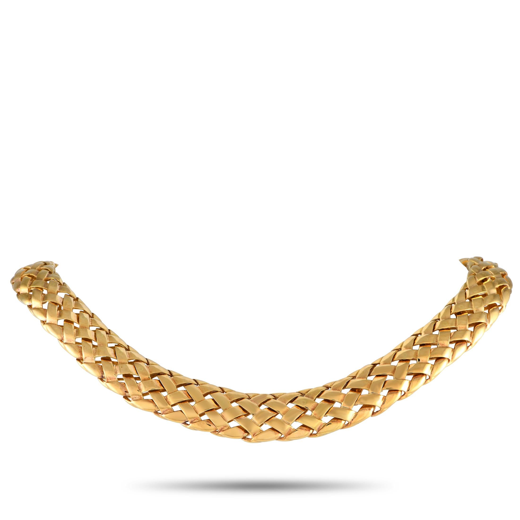 Women's Van Cleef & Arpels Van Cleef & Arpels 18K Yellow Gold Basket Weave Necklace