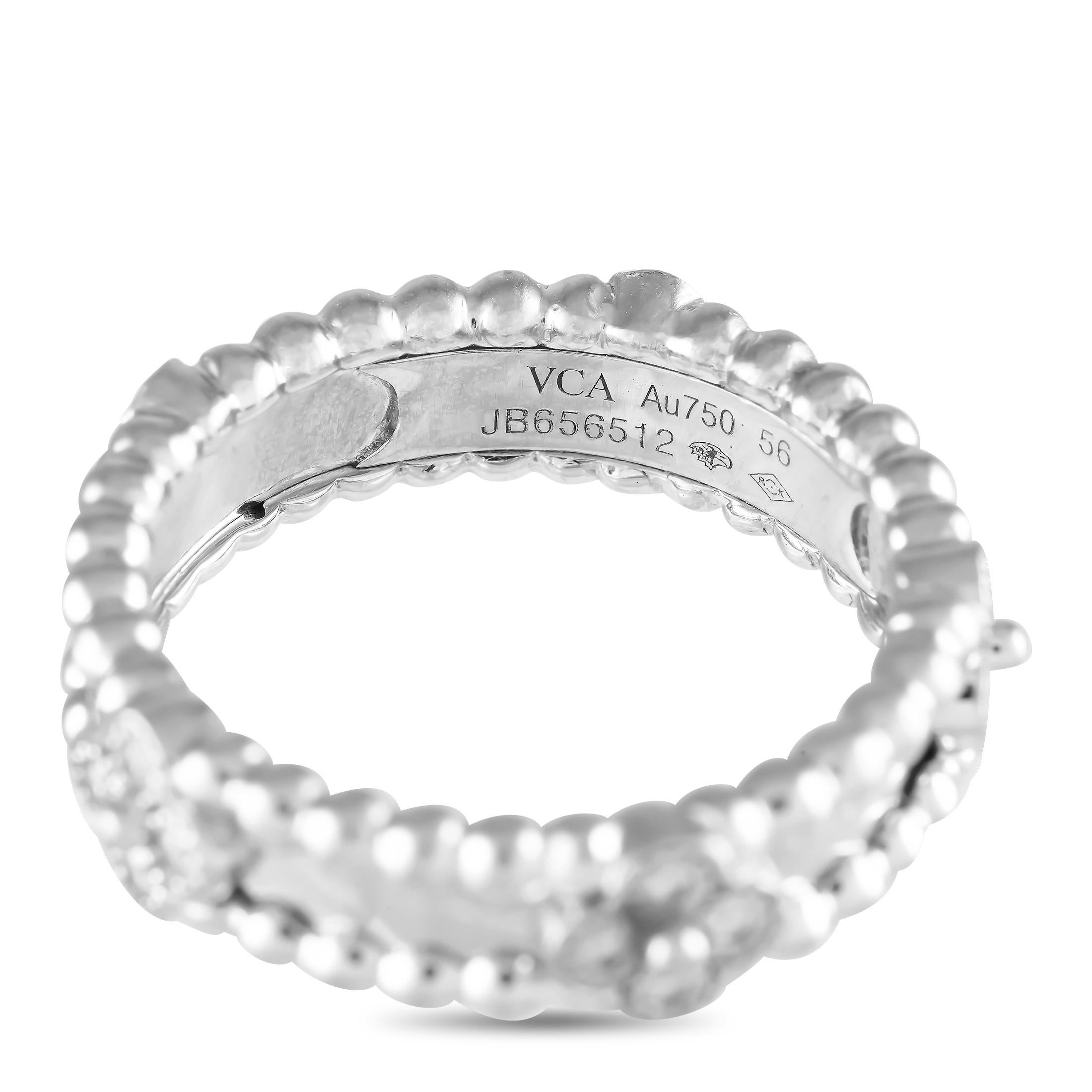 Round Cut Van Cleef & Arpels Van Cleef & Arpels Perlee 18K White Gold 0.33ct Diamond Ring For Sale