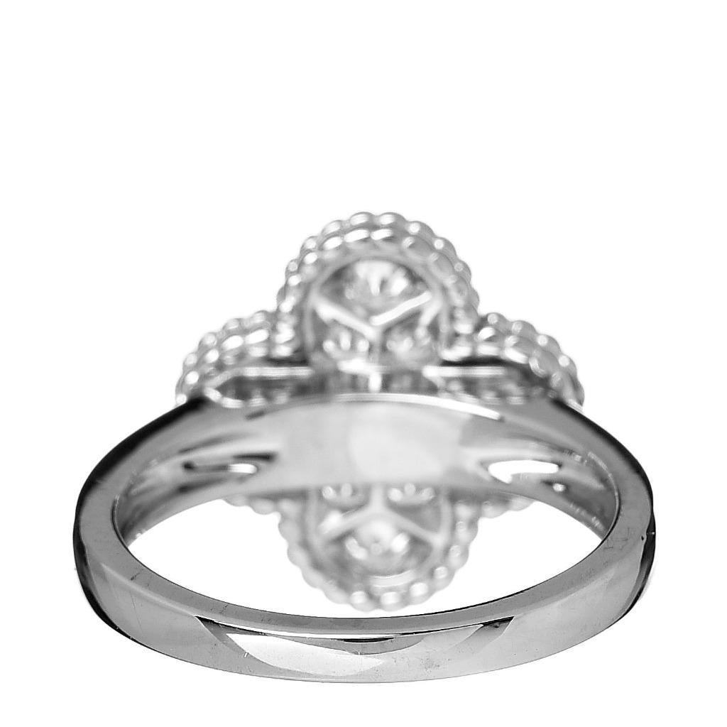 Gray VAN CLEEF & ARPELS VCA 18K White Gold Diamond Vintage Alhambra Ring 52 6 For Sale