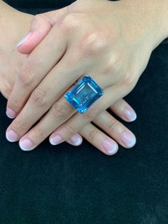 Van Cleef & Arpels VCA Aquamarine 48.90 Carat Platinum Ring, circa 1950s