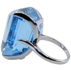 Van Cleef & Arpels VCA Aquamarine 48.90 Carat Platinum Ring, circa 1950s