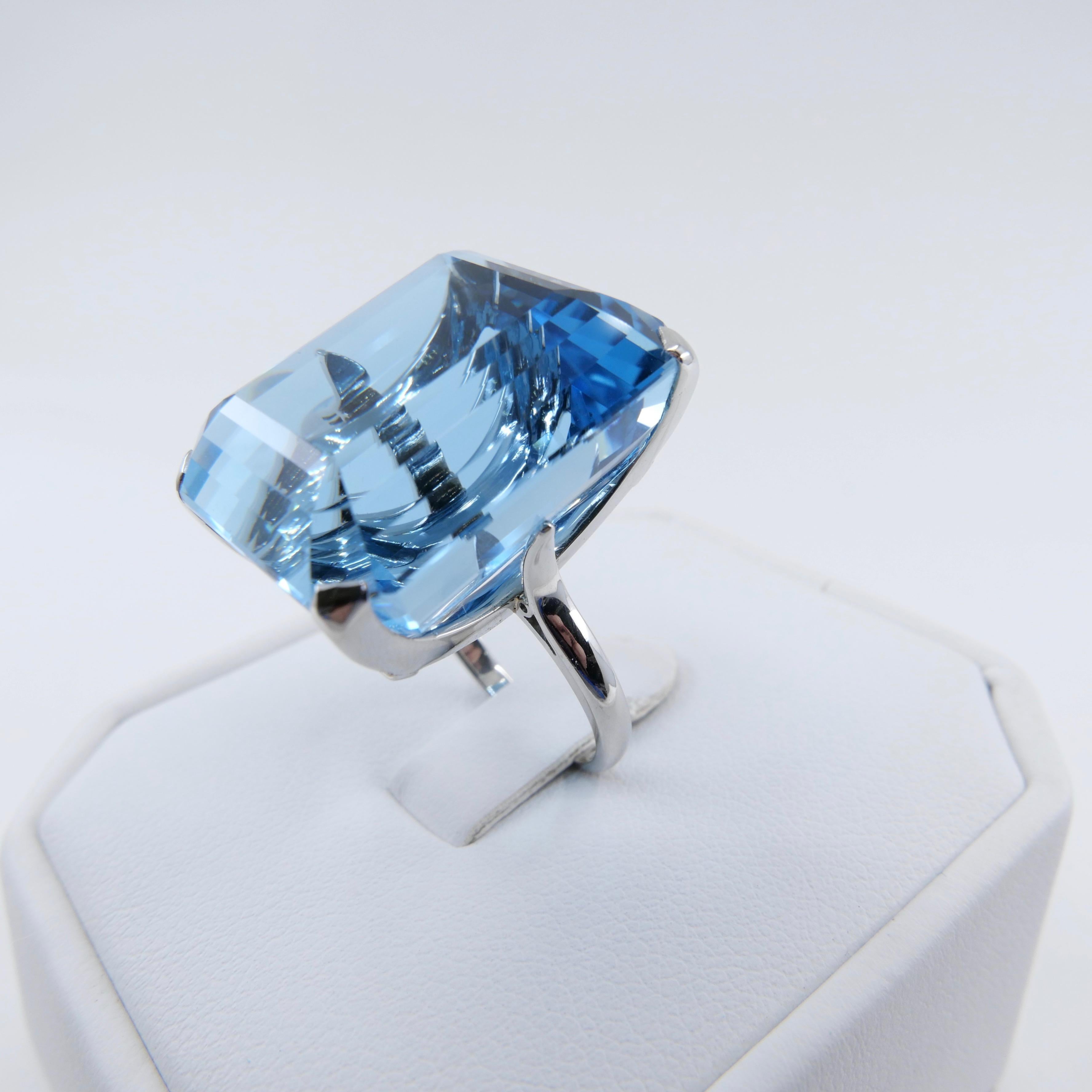 Women's or Men's Van Cleef & Arpels VCA Aquamarine 48.90 Carat Platinum Ring, circa 1950s