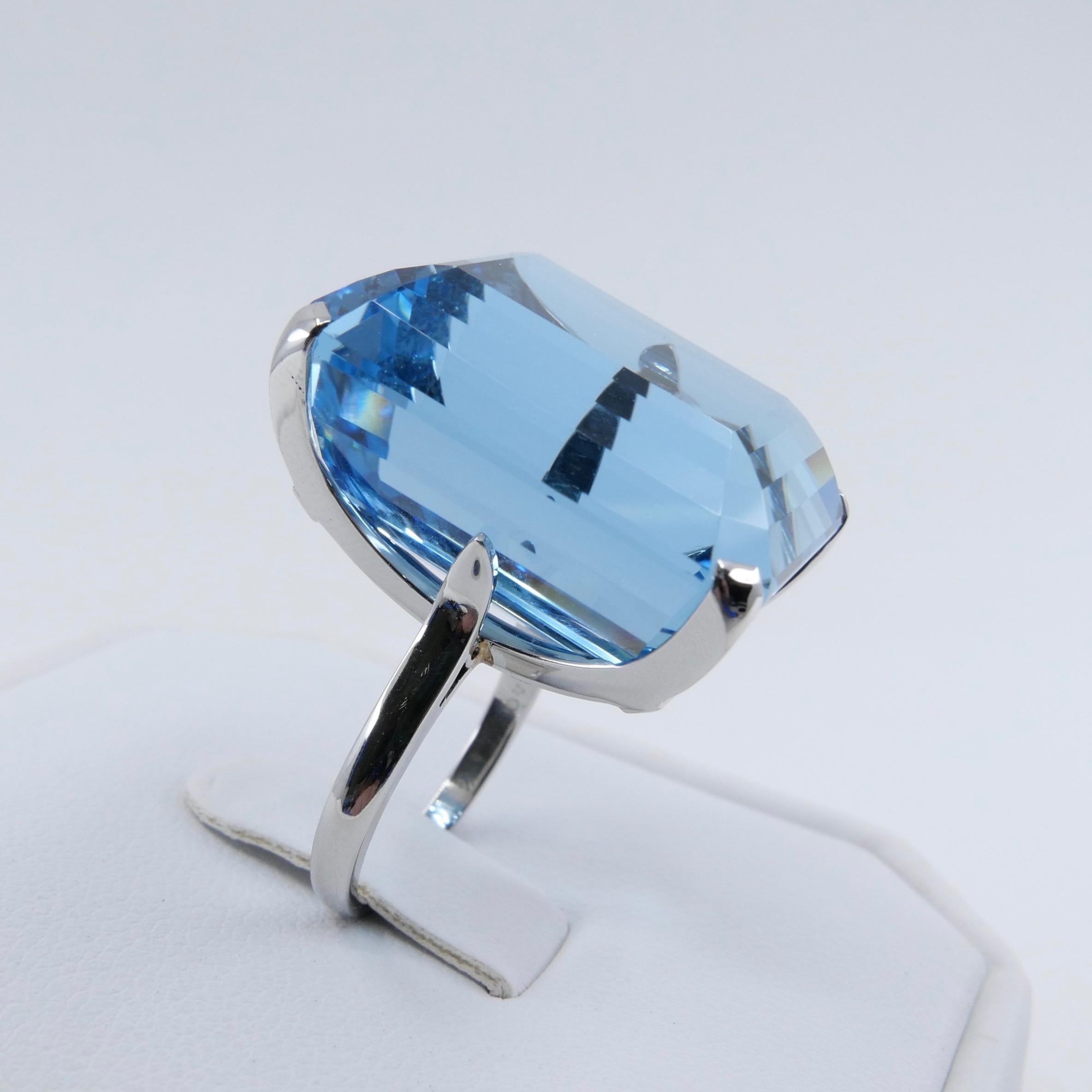 Van Cleef & Arpels VCA Aquamarine 48.90 Carat Platinum Ring, circa 1950s 5