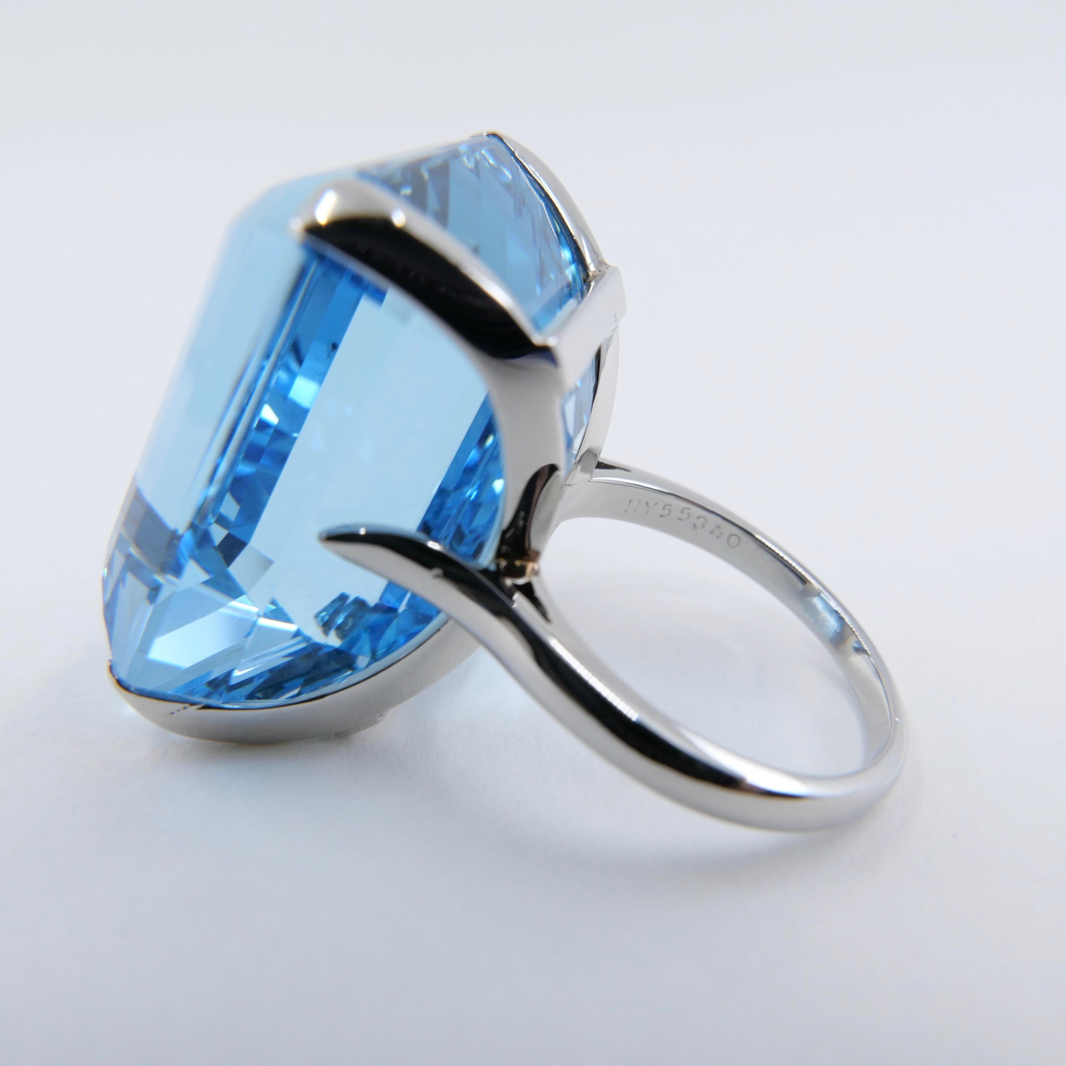 Van Cleef & Arpels VCA Aquamarine 48.90 Carat Platinum Ring, circa 1950s 7