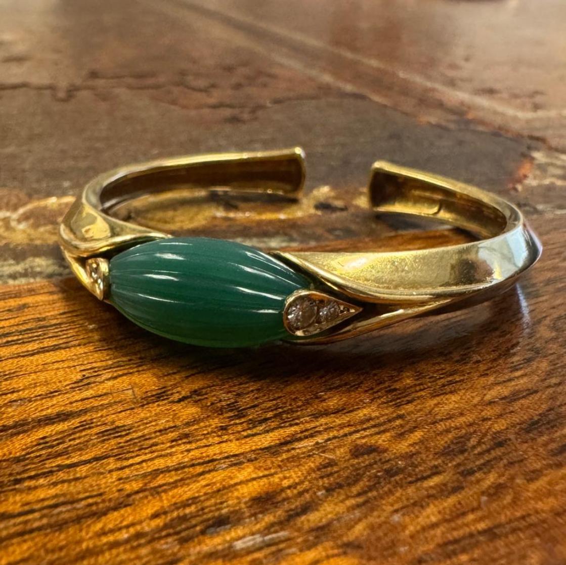 Van Cleef & Arpels Bracciale con diamanti e crisoprasio verde 18Kt in vendita 5