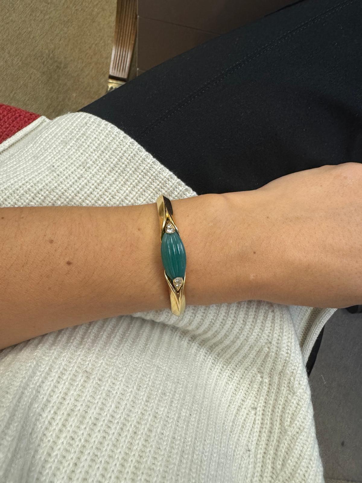 Van Cleef & Arpels Bracciale con diamanti e crisoprasio verde 18Kt in vendita 8
