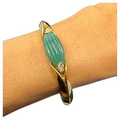 Van Cleef & Arpels VCA Manschettenarmband aus 18 Karat VCA mit Diamanten und grünem Chrysopras