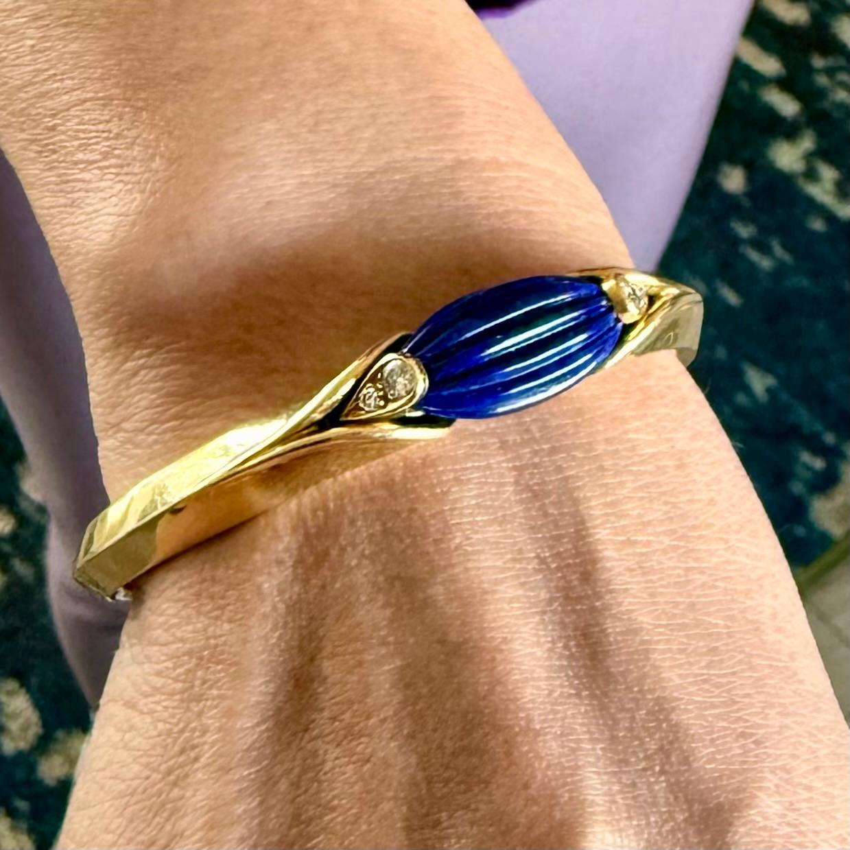 Pulsera Van Cleef & Arpels VCA con diamantes y lapislázuli de 18 quilates en venta 10