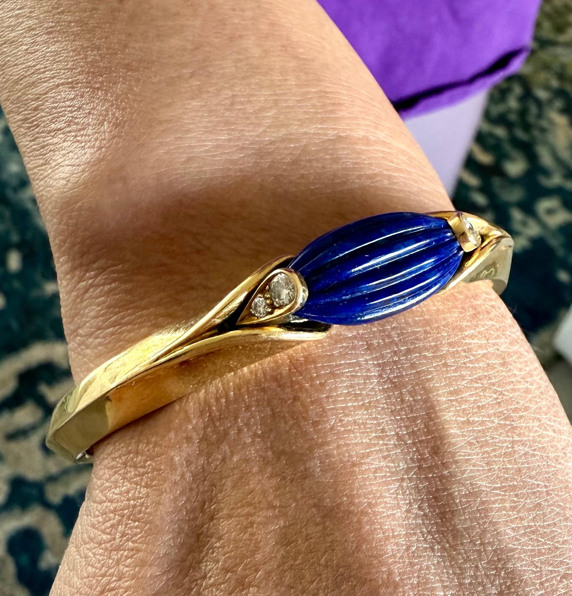 Pulsera Van Cleef & Arpels VCA con diamantes y lapislázuli de 18 quilates en venta 11