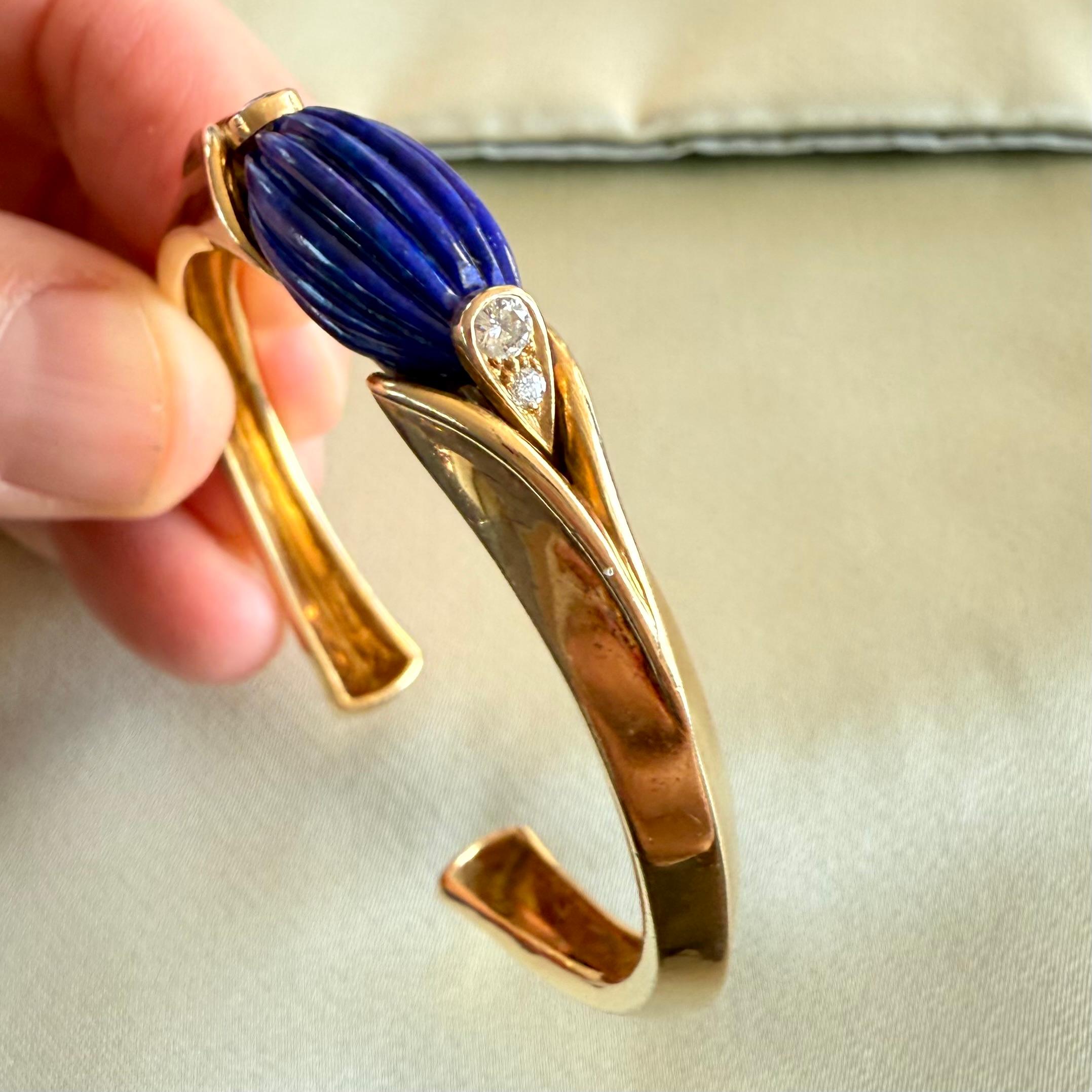 Pulsera Van Cleef & Arpels VCA con diamantes y lapislázuli de 18 quilates en venta 2