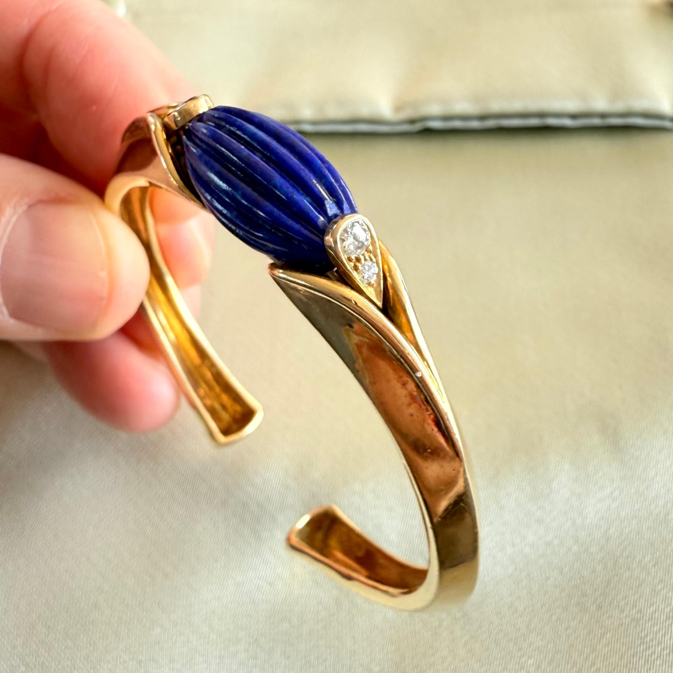 Pulsera Van Cleef & Arpels VCA con diamantes y lapislázuli de 18 quilates en venta 3