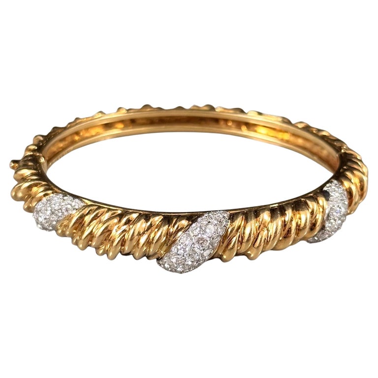 Bracelet Jonc Vintage Années 1970 - Dorure Patinée - Style Rétro