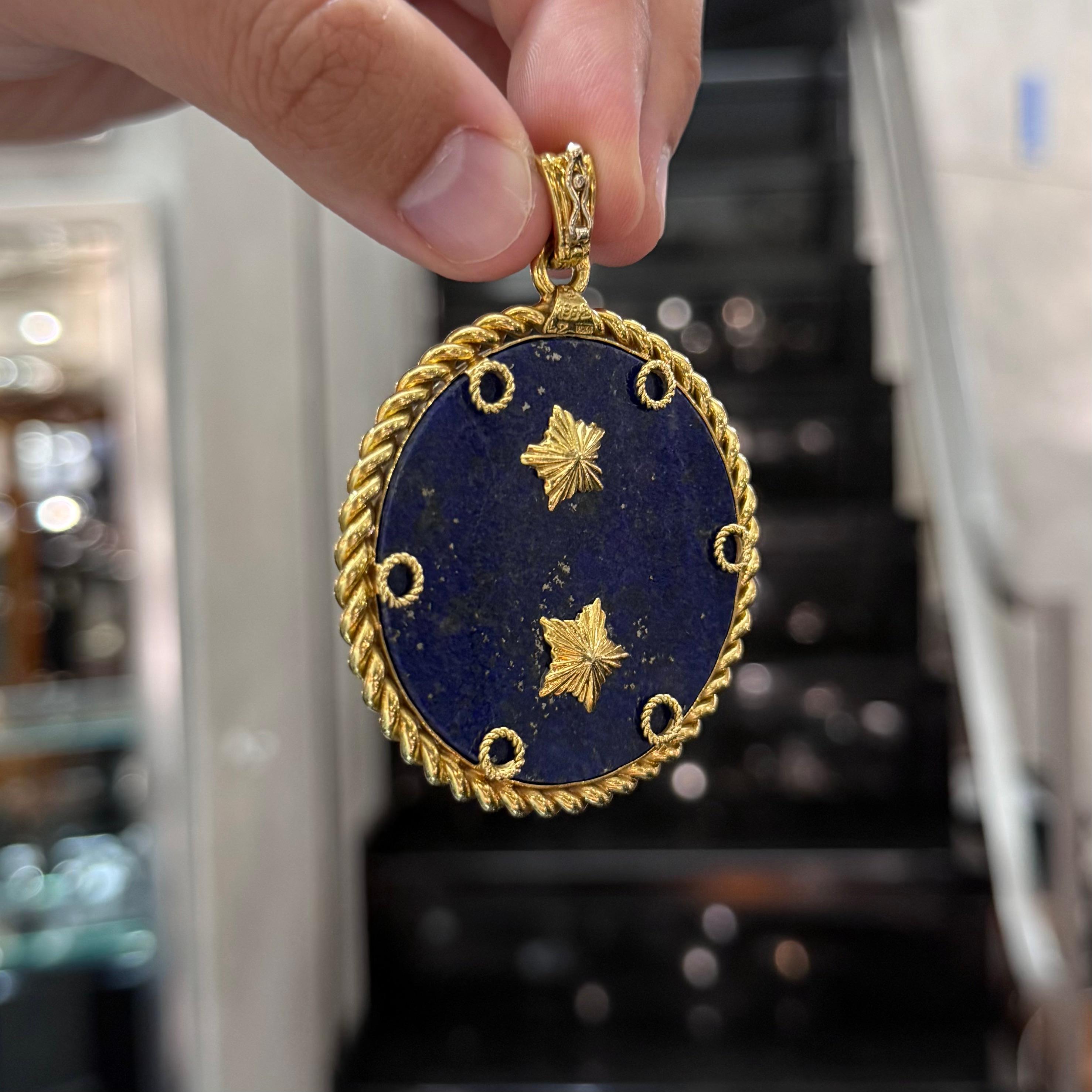 Van Cleef & Arpels VCA Libra Zodiaque Lapis Lazuli Diamond Medallion Gold 1970s For Sale 4
