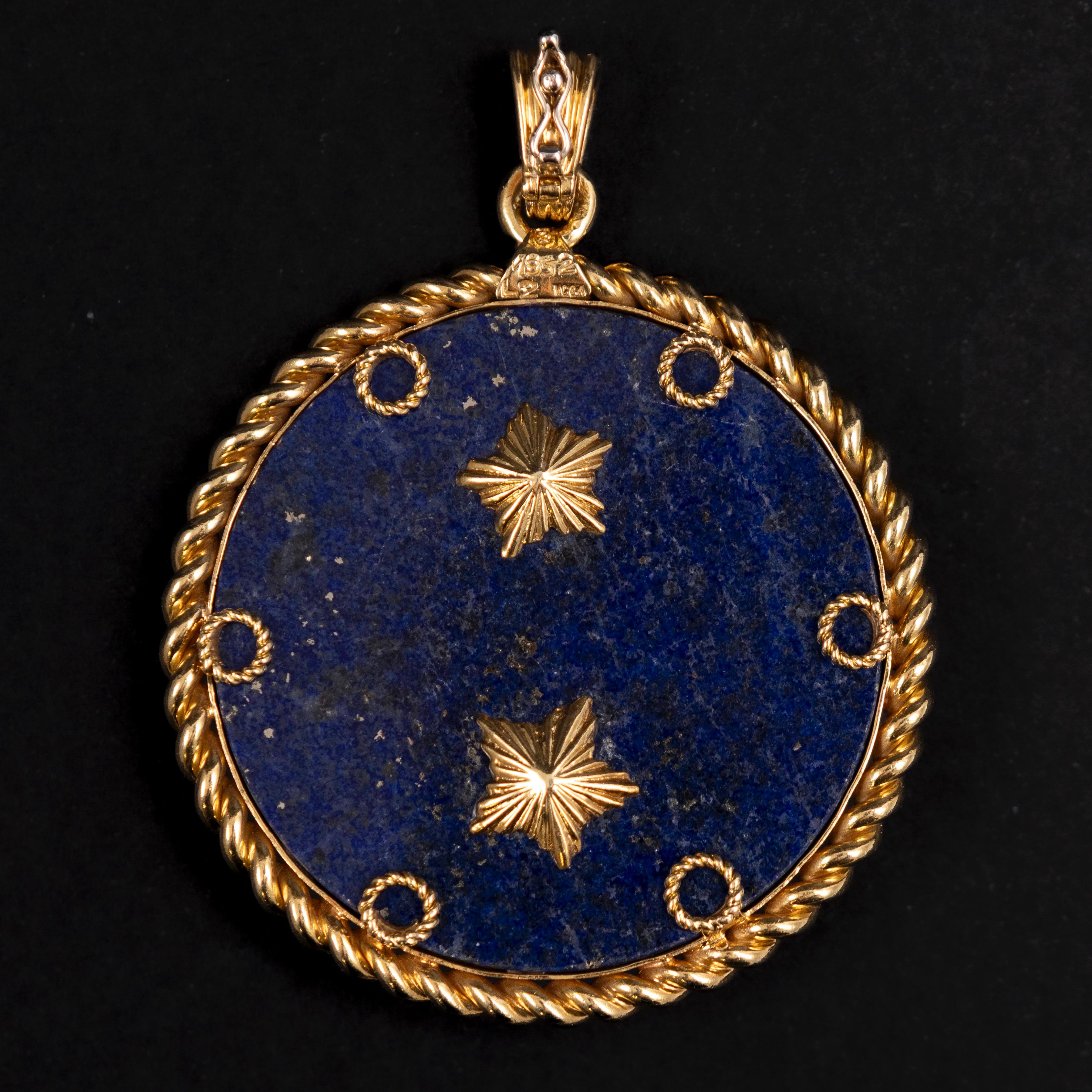 Van Cleef & Arpels VCA Libra Zodiaque Lapis Lazuli Diamond Medallion Gold 1970s (Moderne) im Angebot