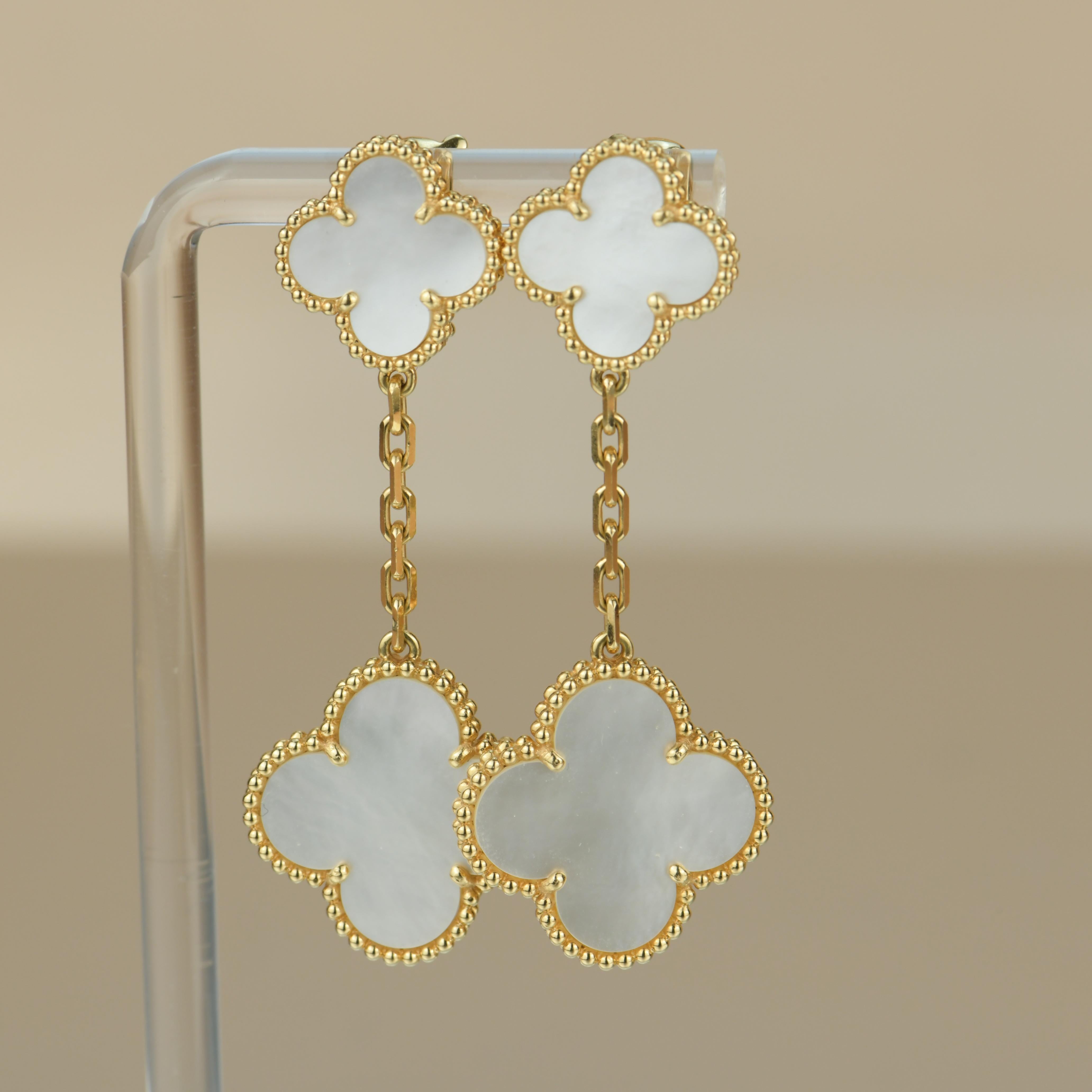 Van Cleef & Arpels VCA Magic Alhambra Lange Perlmutt-Ohrringe 2