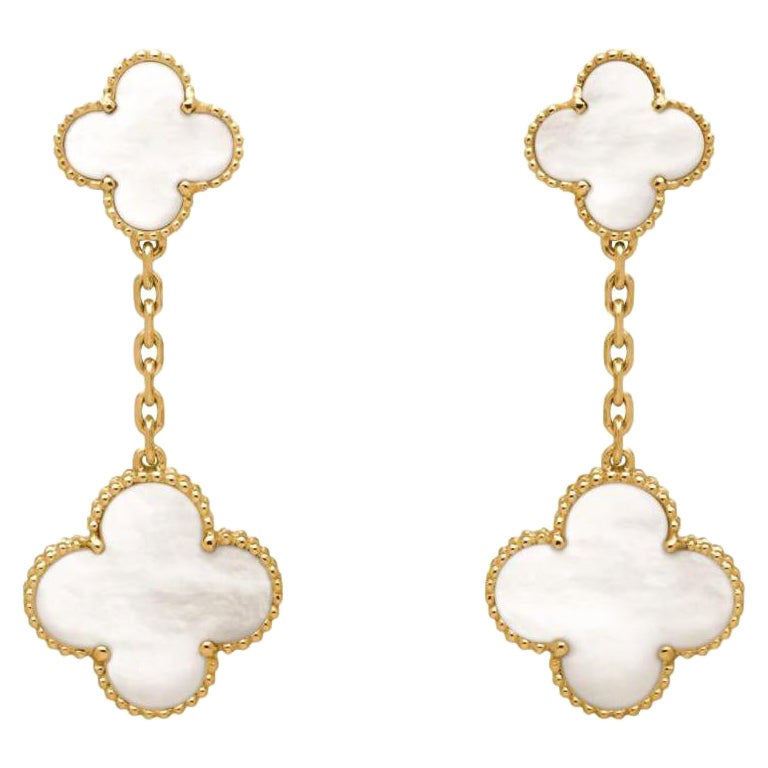 Van Cleef & Arpels VCA Magic Alhambra Lange Perlmutt-Ohrringe