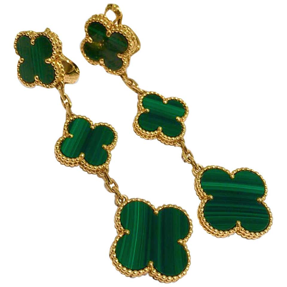 Vca malachite earrings Clearance