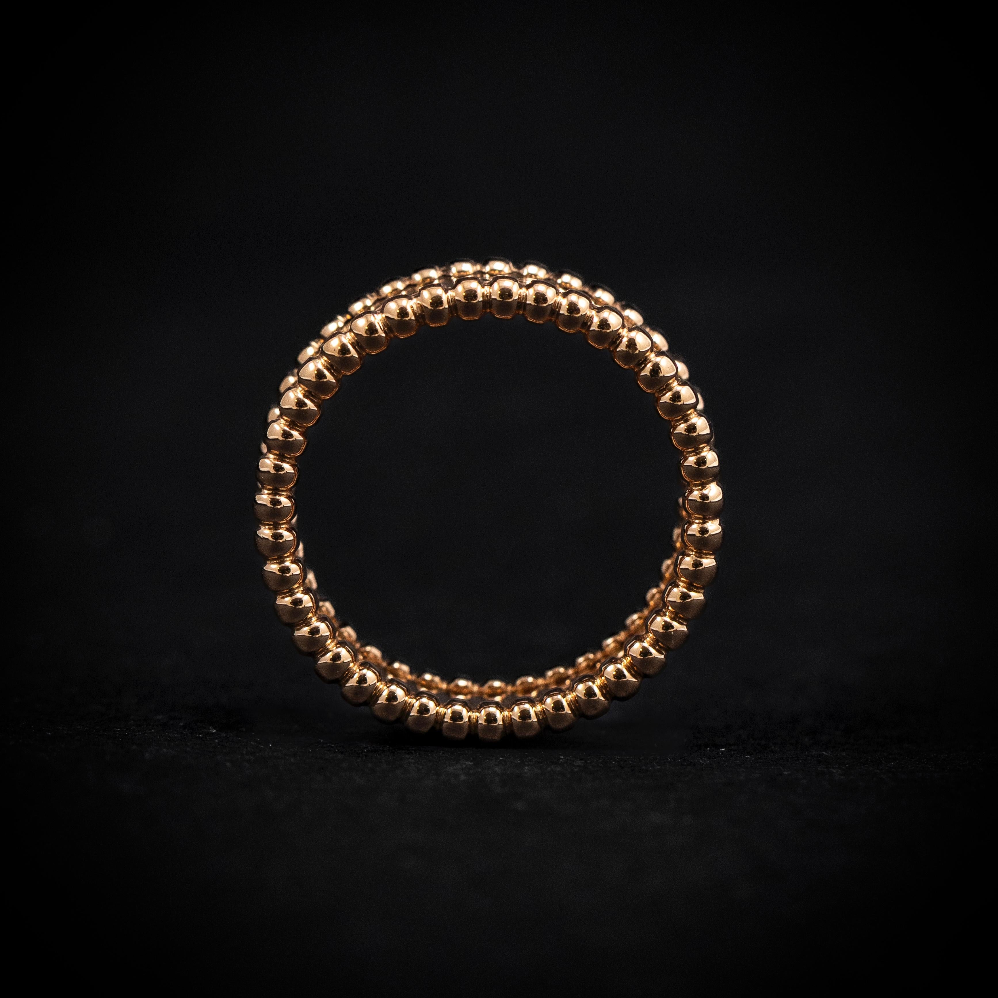 Van Cleef & Arpels VCA Perlée Signature Ring 18K Rose Gold Full Set Box Papers For Sale 2
