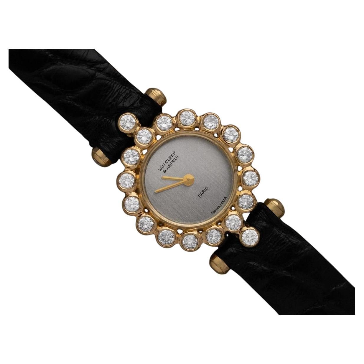 Van Cleef & Arpels VCA Rare Ladies Cocktail Watch - 18K Gold & Factory Diamonds For Sale