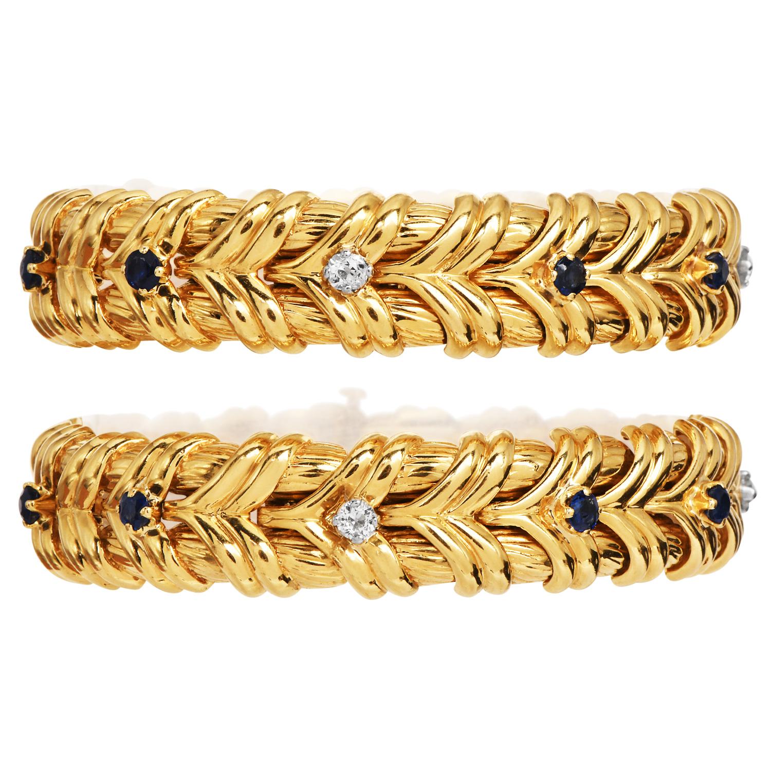 Van Cleef & Arpels Collier ras du cou à maillons en saphir et diamant / Bracelets convertibles
Or jaune 18 carats - Signé - Avec évaluation
Un exquis et rare collier ras-de-cou Van Cleef & Eleg, d'une élégance intemporelle et d'un savoir-faire