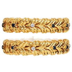 Van Cleef & Arpels VCA Sapphire Diamond  Choker 18k Gold Necklace & Bracelets