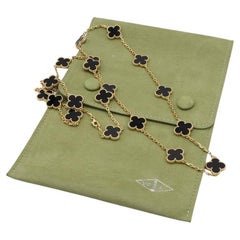 Van Cleef & Arpels VCA Vintage Alhambra 20 Motif Black Onyx Yellow Gold Necklace