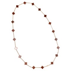 Van Cleef & Arpels VCA Vintage Alhambra Carnelian 20 Motifs Long Necklace Gold
