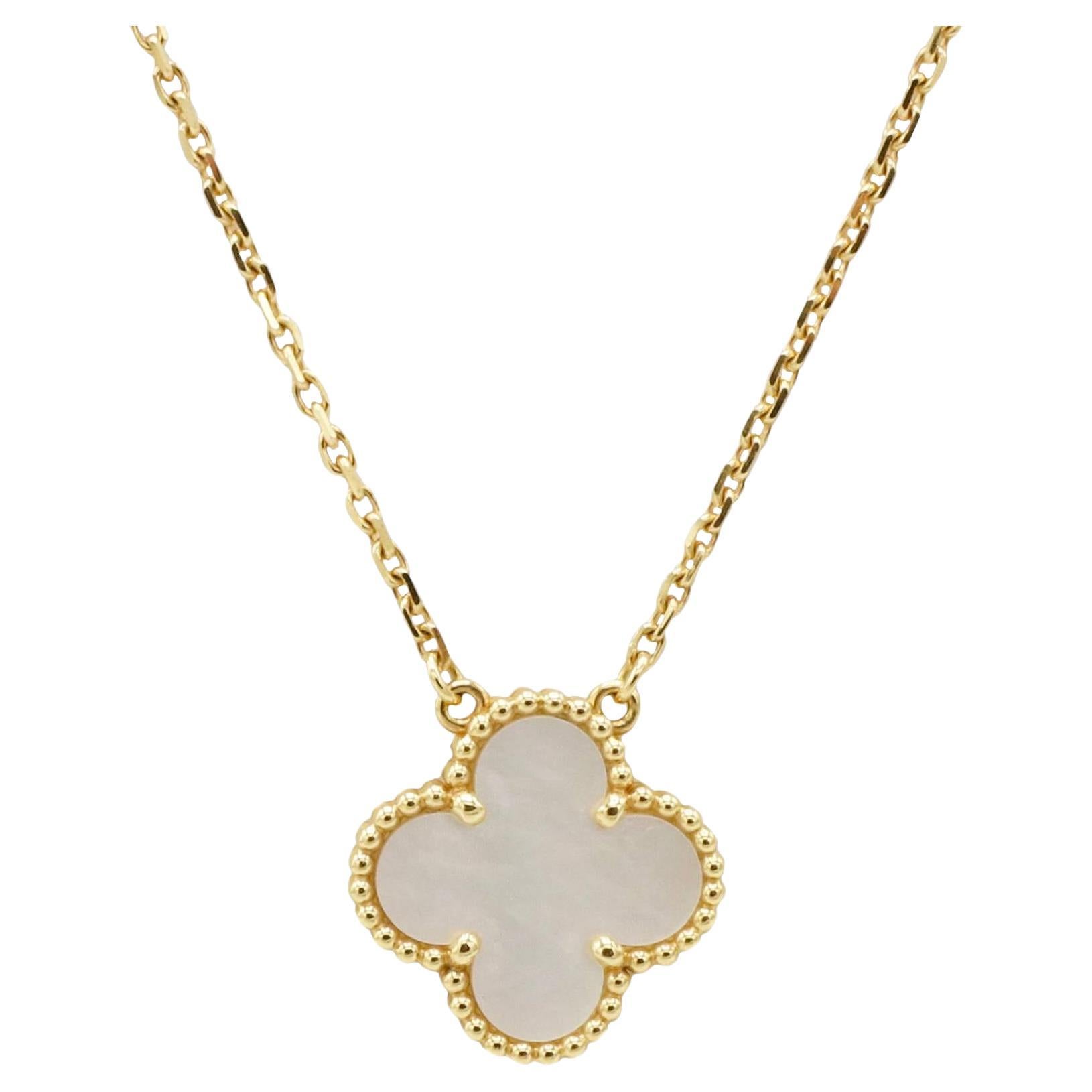 Van Cleef & Arpels VCA Vintage Alhambra Mother of Pearl Gold Pendant Necklace