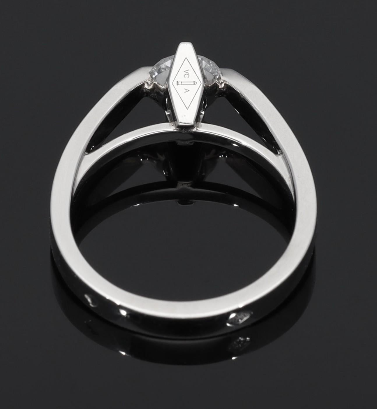 Van Cleef & Arpels Vendome Solitär Diamant 0,51ct D-VVS2-V Platinring US 4 im Angebot 7